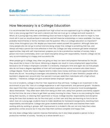 How Necessary is a College Education