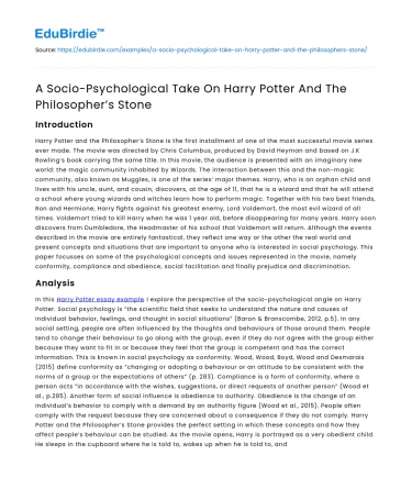 A Socio-Psychological Take On Harry Potter And The Philosopher’s Stone