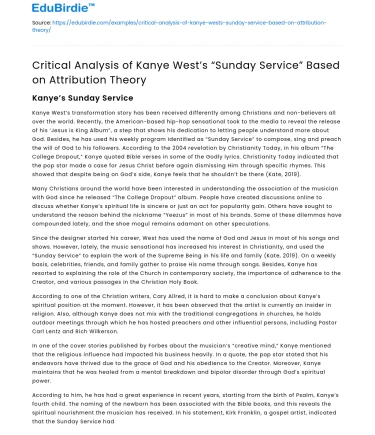 Kanye West’s “Sunday Service” analyzed with Attribution Theory