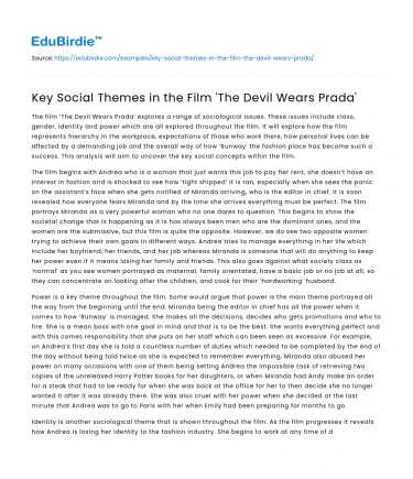 Key Social Themes in the Film ‘The Devil Wears Prada’