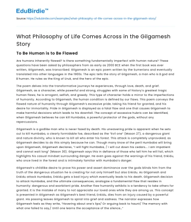 What Philosophy of Life Comes Across in the Gilgamesh Story