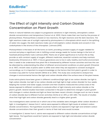 Light intensity & CO2 on plant growth