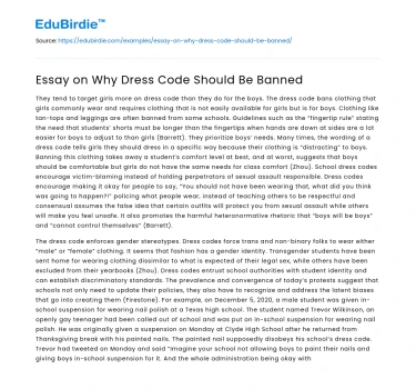 Essay on Why Dress Code Should Be Banned