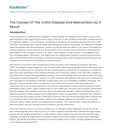 The Causes Of The Crohn Disease And Malnutrition As A Result