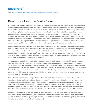 Descriptive Essay on Santa Claus