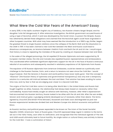 What Were the Cold War Fears of the American? Essay
