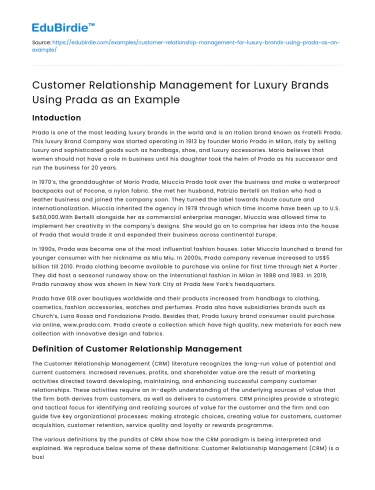 CRM for Luxury Brands: Prada as Example