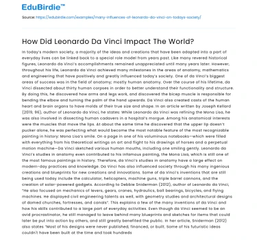 How Did Leonardo Da Vinci Impact The World?