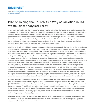 Joining Church for Salvation in The Waste Land: Analysis