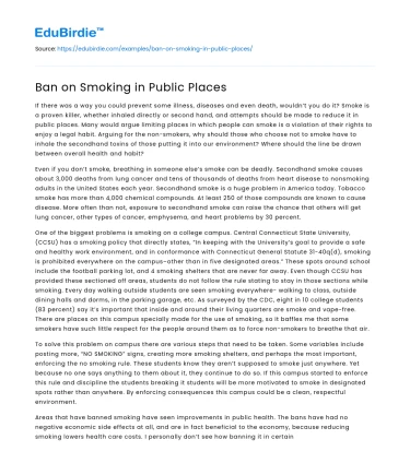 Ban on Smoking in Public Places