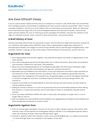 Are Zoos Ethical? Essay