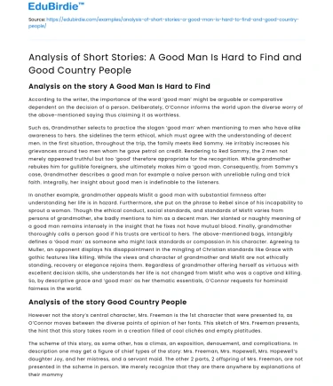 Thematic Analysis of Flannery O’Connor’s Short Stories