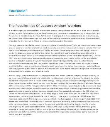 The Peculiarities Of Japan’s Ancient Warriors