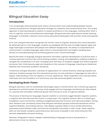 Bilingual Education Essay