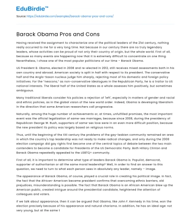 Barack Obama Pros and Cons