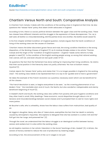 Chartism Versus North and South: Comparative Analysis