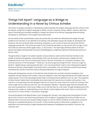 Language as a Bridge in ‘Things Fall Apart’ by Chinua Achebe