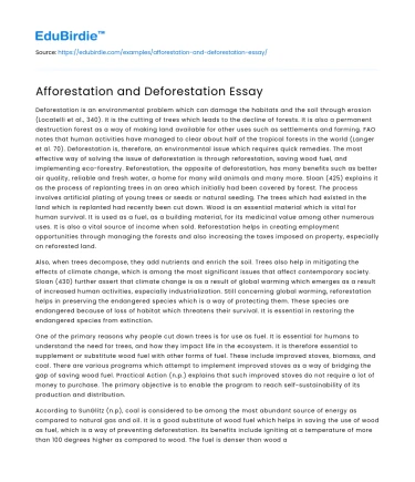 Afforestation and Deforestation Essay