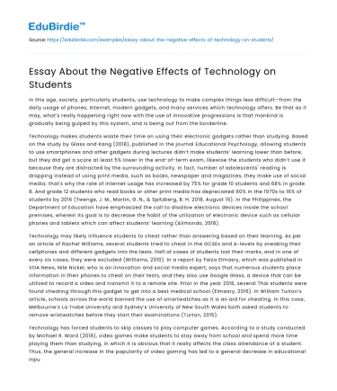 Essay About the Negative Effects of Technology on Students