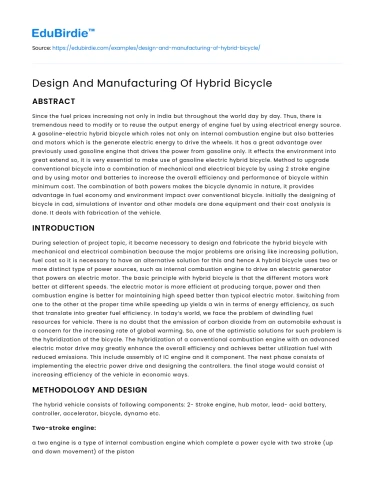 Hybrid Bicycle Engineering