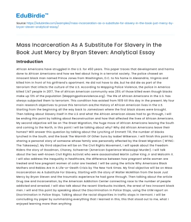 Mass Incarceration vs Slavery in Just Mercy