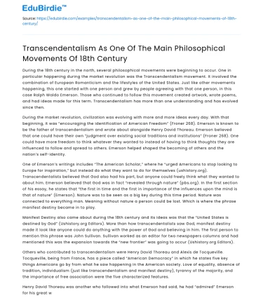 Transcendentalism: Key 18th Century Philosophy