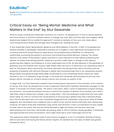 Being Mortal by Atul Gawande: Medicine and What Matters