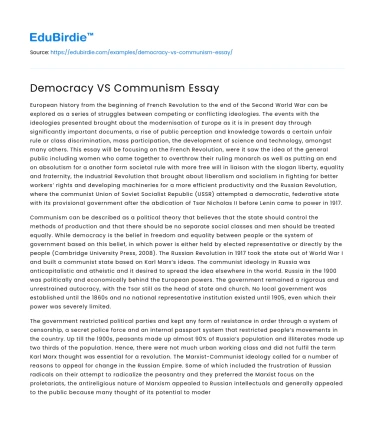 Democracy VS Communism Essay