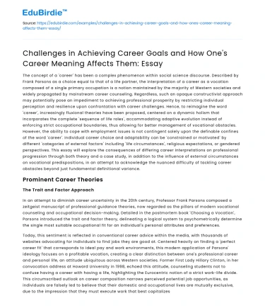 Impact of Career Meaning on Achieving Goals