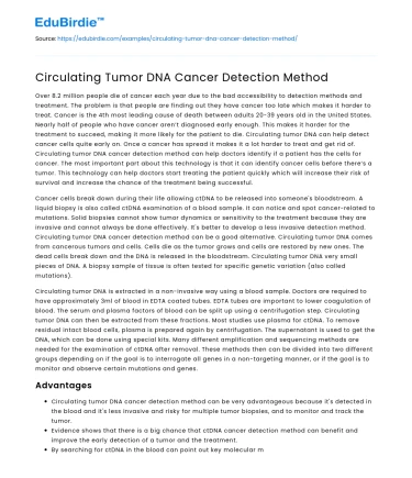 Circulating Tumor DNA Cancer Detection Method