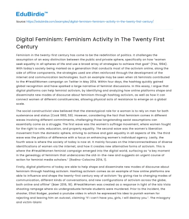 Digital Feminism: Feminism Activity In The Twenty First Century