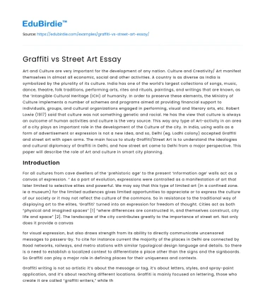 Graffiti vs Street Art Essay