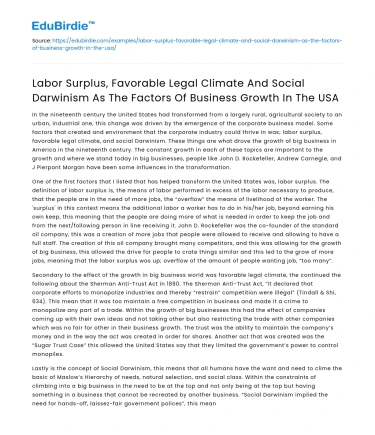 Factors of Business Growth in the USA: Legal and Social Influences