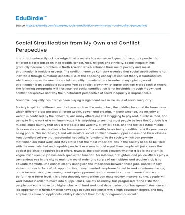 Social Stratification from My Own and Conflict Perspective