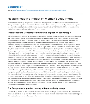 Media’s Negative Impact on Women’s Body Image