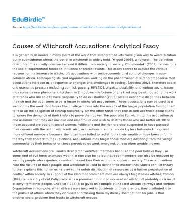 The Roots of Witchcraft Accusations