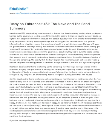Essay on ‘Fahrenheit 451’: The Sieve and The Sand Summary
