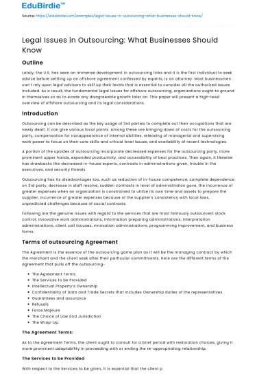 Legal Challenges in Outsourcing