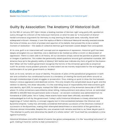 Guilty By Association: The Anatomy Of Historical Guilt