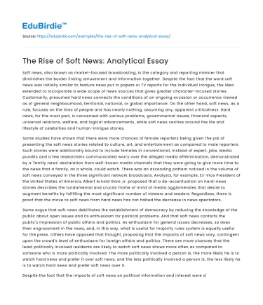 The Rise of Soft News: Analytical Essay