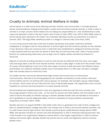 Cruelty to Animals: Animal Welfare in India