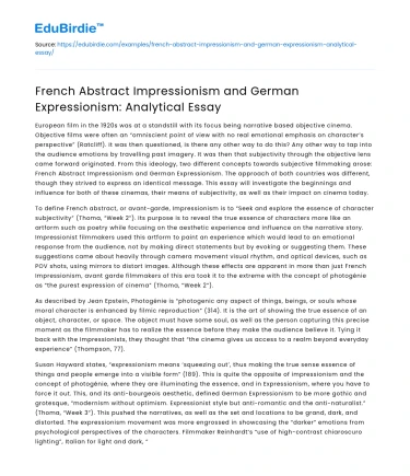 French Abstract Impressionism and German Expressionism