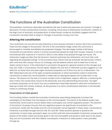 The Functions of the Australian Constitution