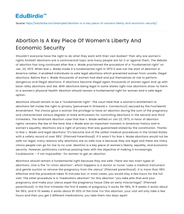 Abortion Is A Key Piece Of Women’s Liberty And Economic Security