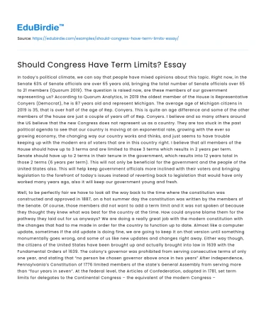 Should Congress Have Term Limits? Essay