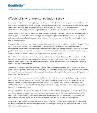 Effects of Environmental Pollution Essay