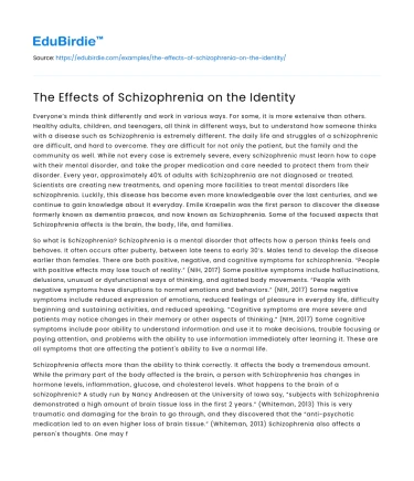 The Effects of Schizophrenia on the Identity
