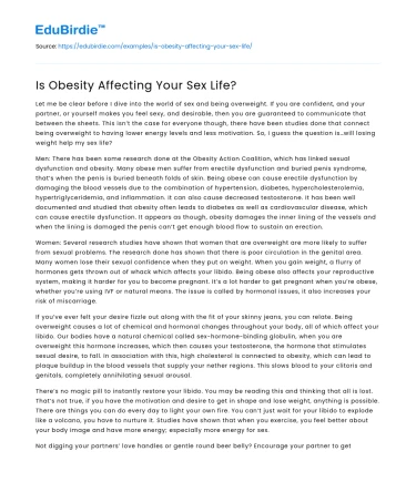 Is Obesity Affecting Your Sex Life?
