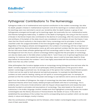 Pythagoras’ Contributions To The Numerology