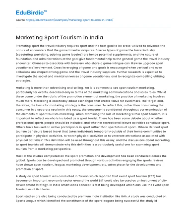 Promoting Sports Tourism in India